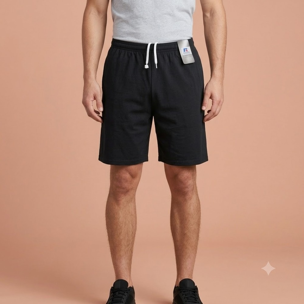 Russell Athletic Mesh Shorts Mens M Black Drawstring Gym Training NWT